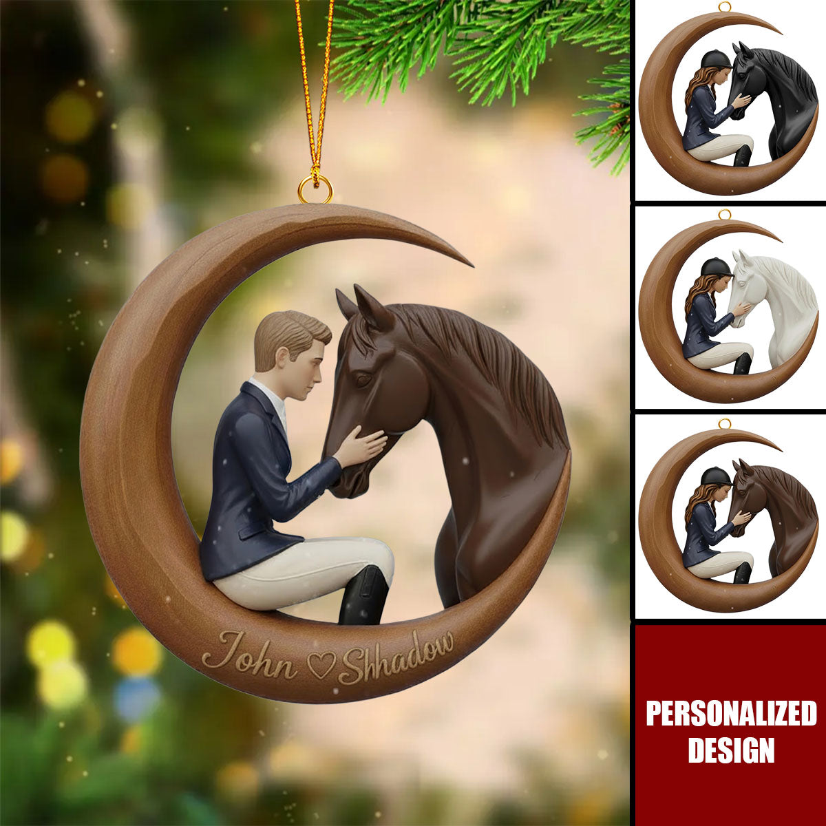Personalized Horse Rider Christmas Ornament