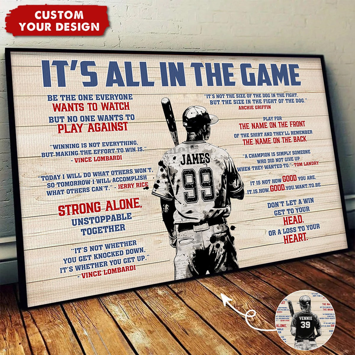 It's All In The Game - Personalized Boy Girl Baseball Poster - Gift For Baseball Lovers
