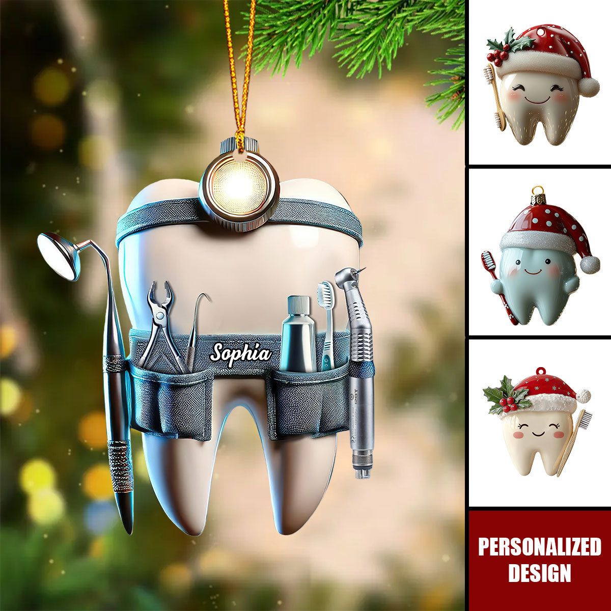 Personalized Tooth Christmas Ornament-Kids Tooth Keepsake