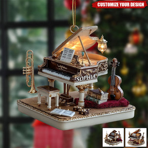 Personalized Classical Instrument Music Room Christmas Ornament - Gift For Music Lovers
