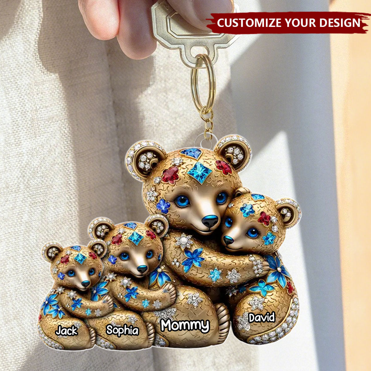 Mommy, My Safe Place - Family Personalized Shaped Acrylic Keychain - Mother's Day, Gift For Mom, Grandma