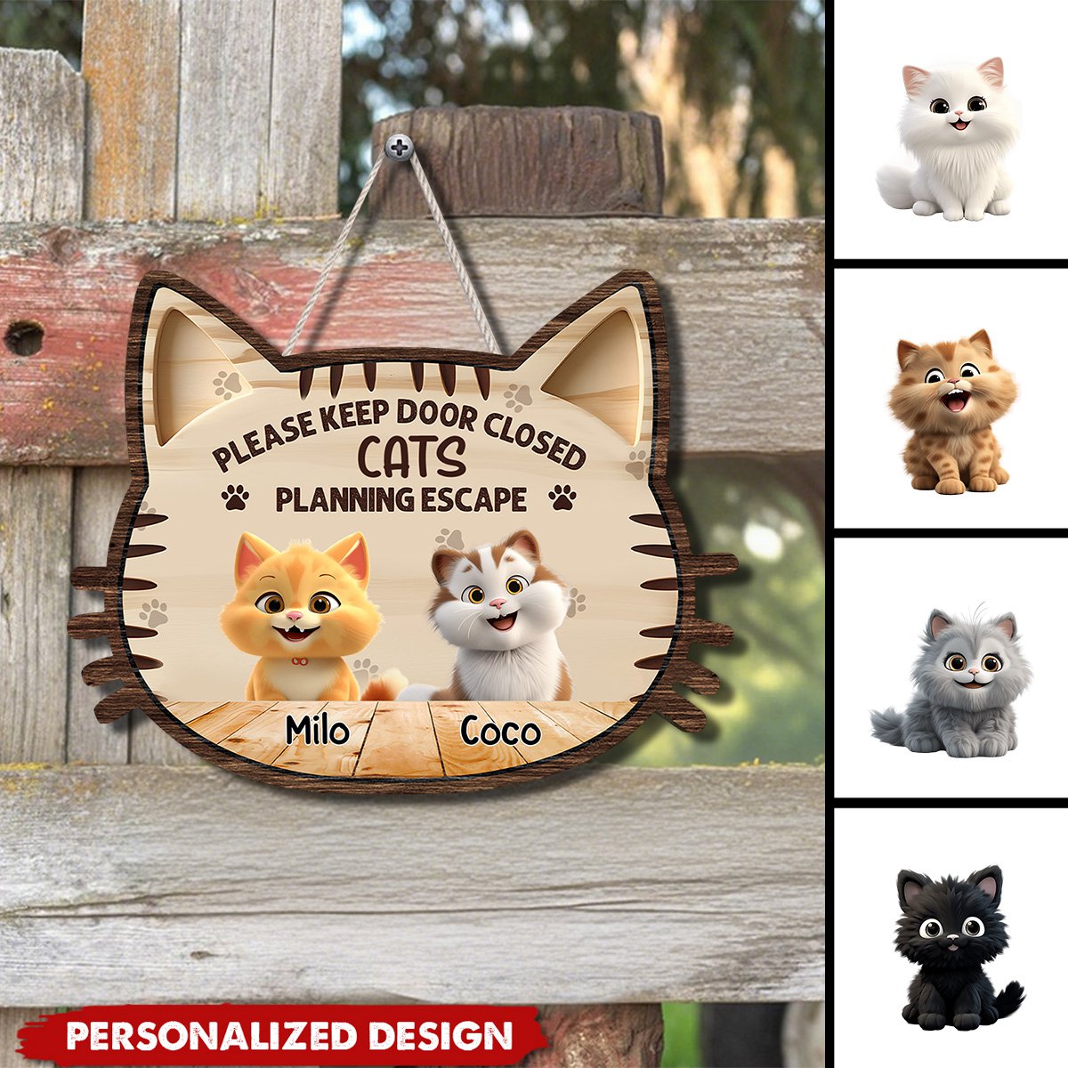 Please Keep Door Close-Personalized Cat Wood Sign