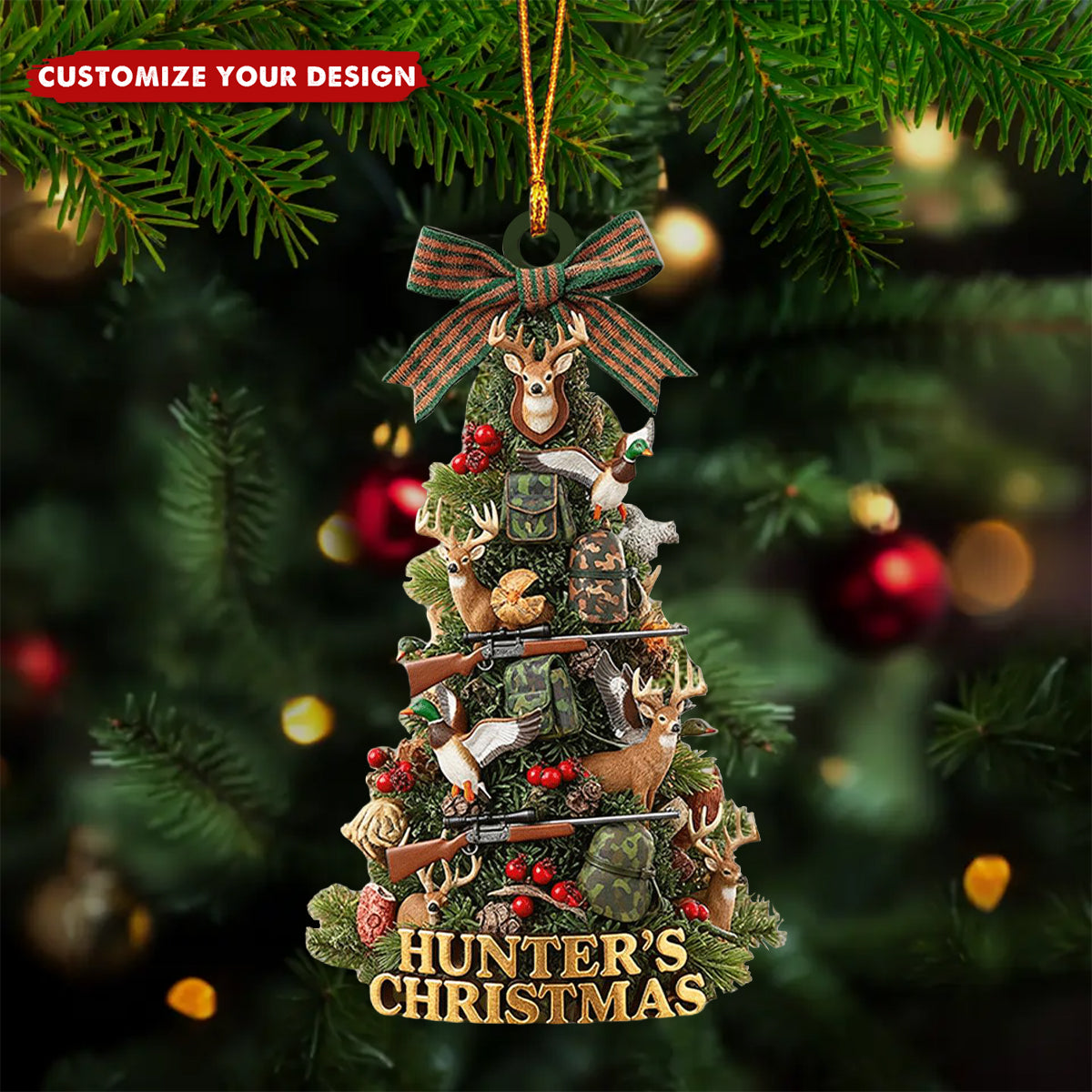 Personalized Name Hunter’s Christmas Ornament – Gift for Hunters and Outdoor Lovers