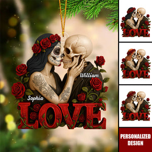 Personalized Skull Couple Acrylic Ornament-Gifts For Couple