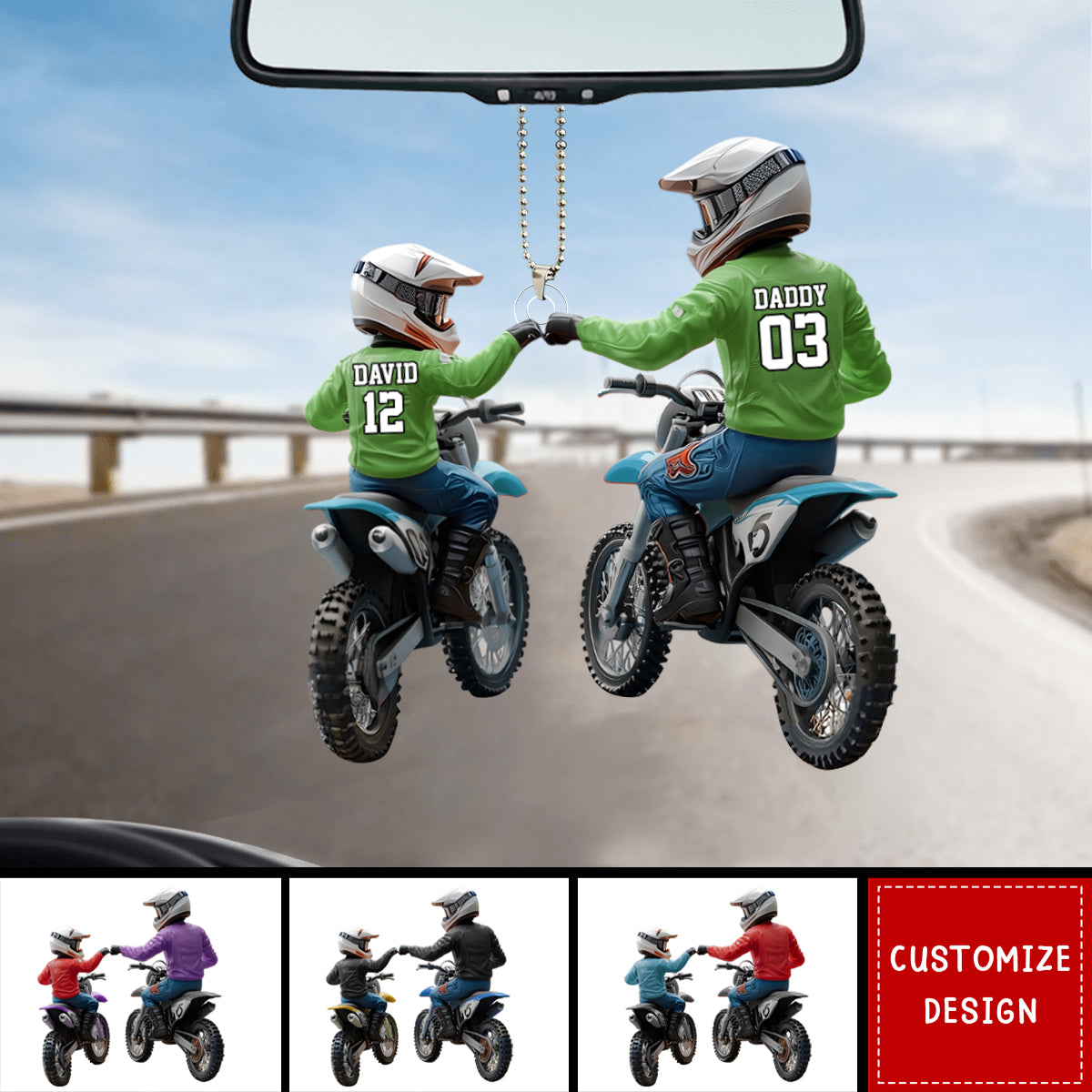 Dirt Bike Dad And Kid - Personalized Dirt Bike Personalized Car Ornament