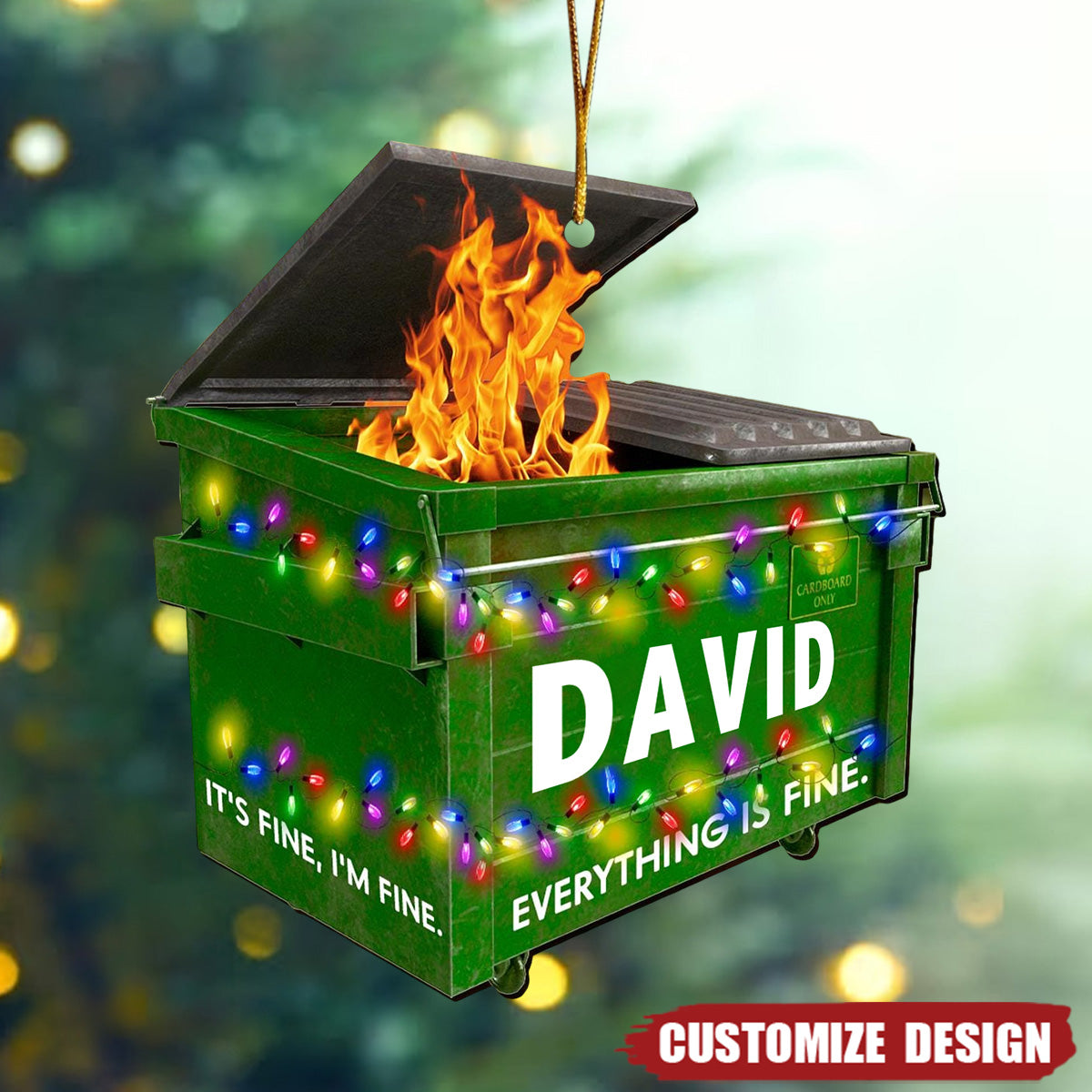Dumpster on Fire Ornament, 2024 New Release Personalized Funny Christmas Ornament, Xmas Gag Gift
