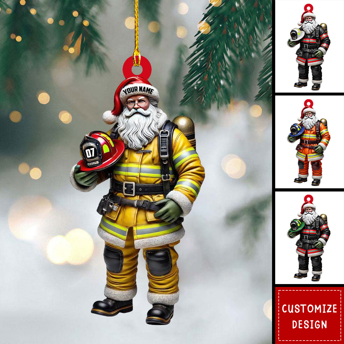 Personalized Firefighter Santa Ornament - Gift For Firefighters - 2024 New Release