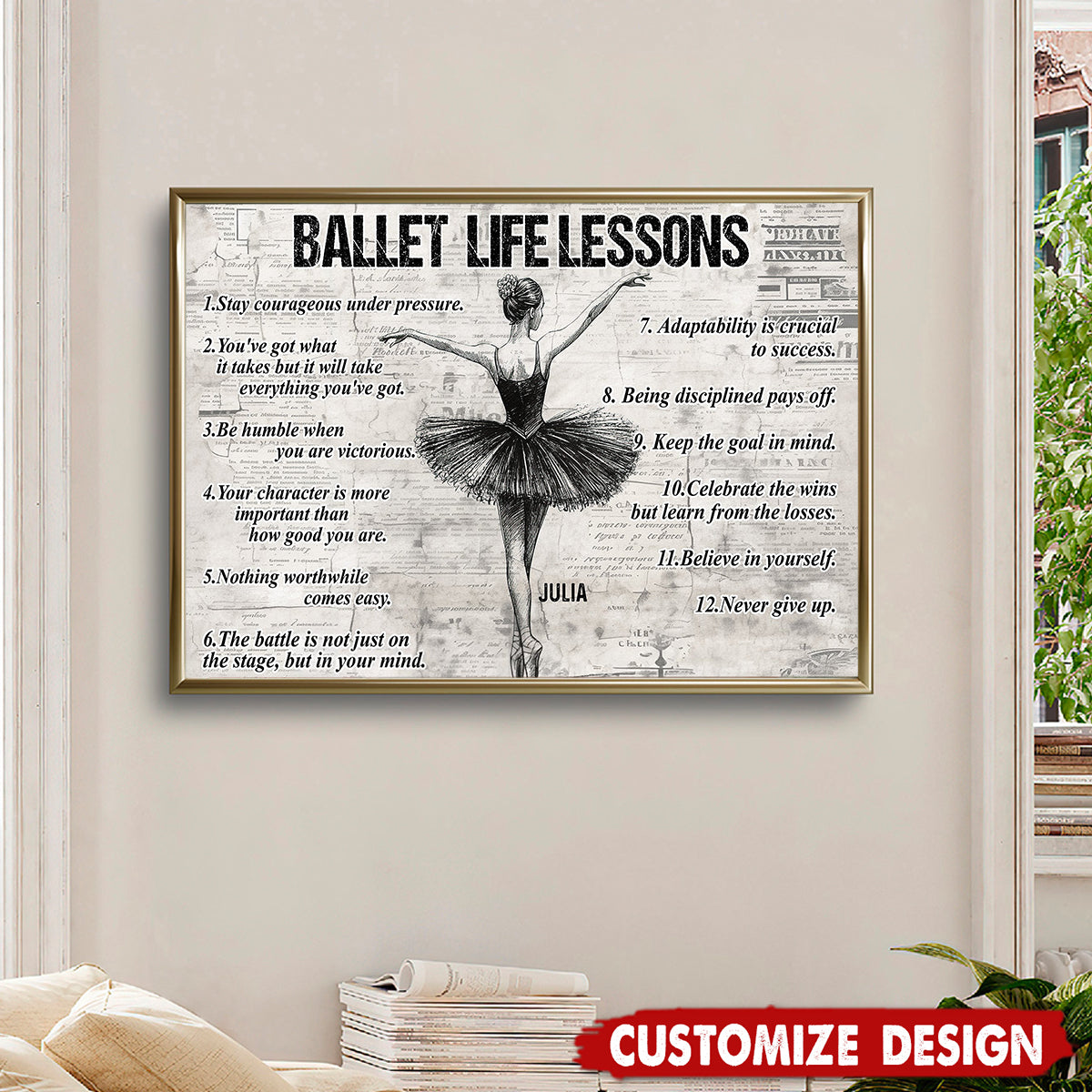 Ballet Life Lessons-Motivational Personalized Ballet Girl Poster-Gift For Ballet Lovers