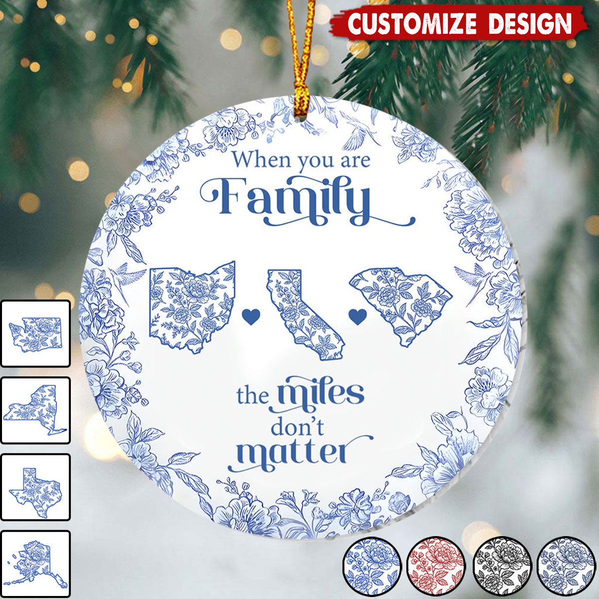 A Gift of Togetherness for Long Distance Family, Friends, or Sisters-Personalized Family Ornament