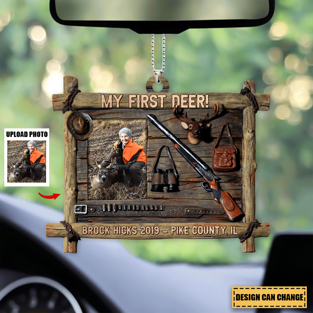 Personalized Hunting Photo Acrylic Car / Christmas Ornament - Gift For Hunting Lover
