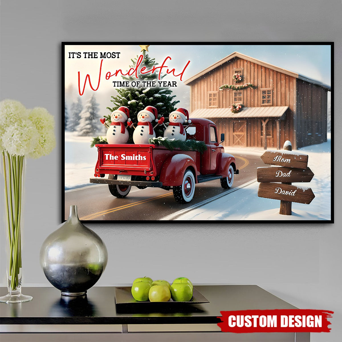 Rustic Christmas Family - Personalized Family Canvas And Poster