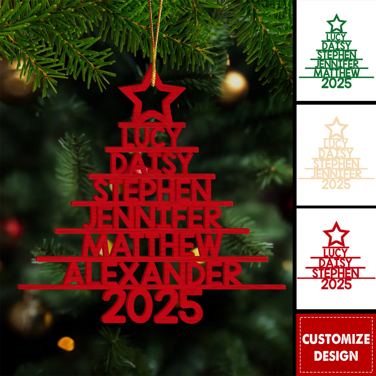 2025 New Release Personalized Family Name Wood Ornament