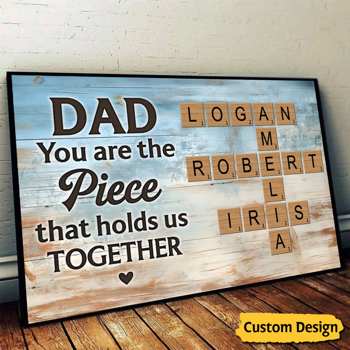 Dad You Are The Piece Crossword Puzzle Art Rustic Personalized Poster, Gift For Dad