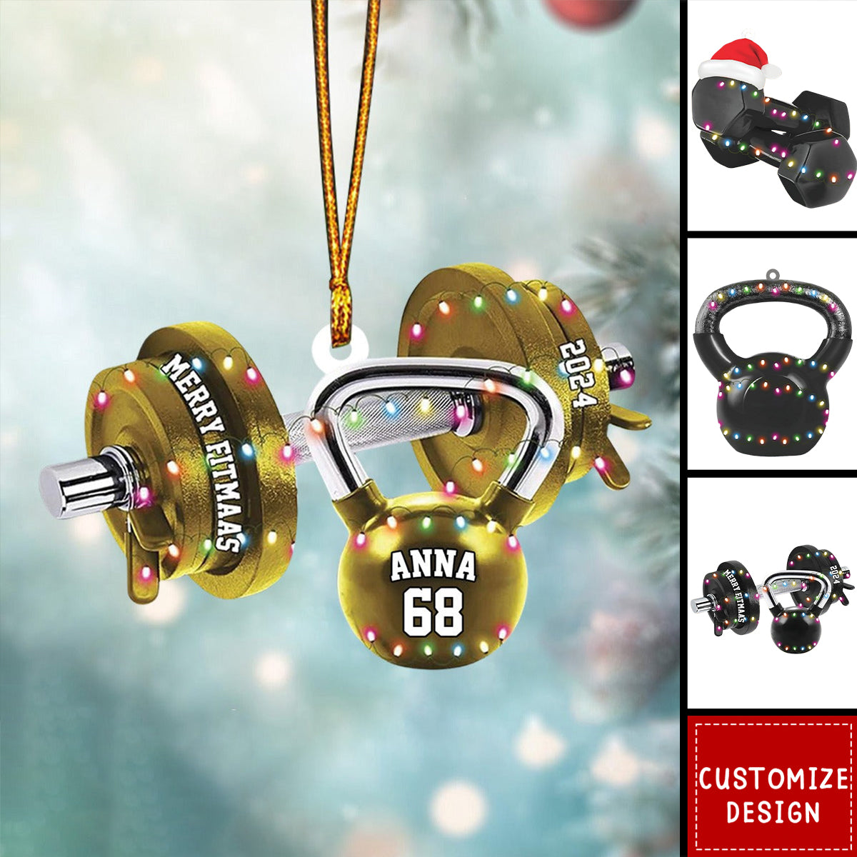 Personalized Fitness Christmas Ornament - Gift For Gym Lovers