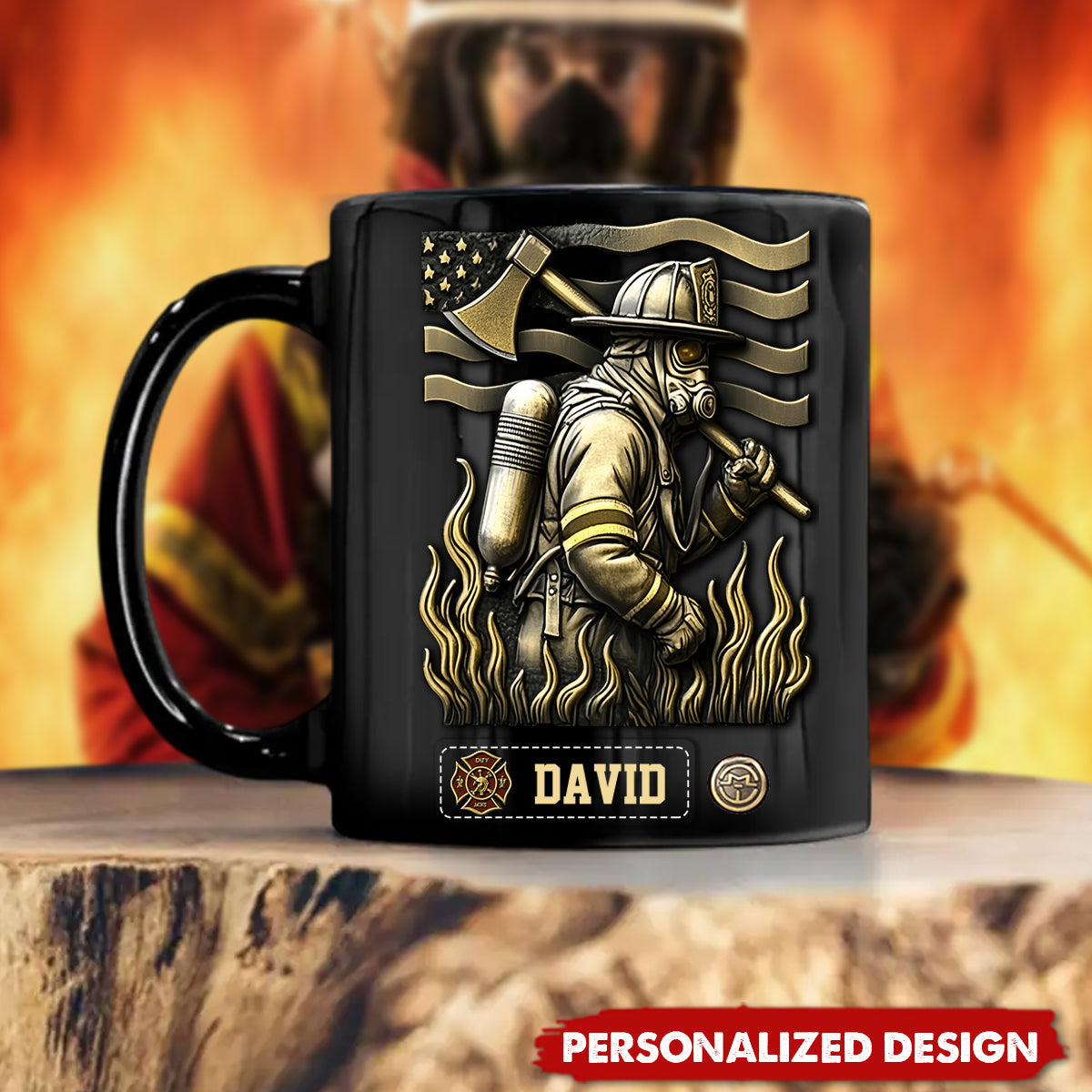 Proud Firefighter-Personalized Firefighter Black Mug
