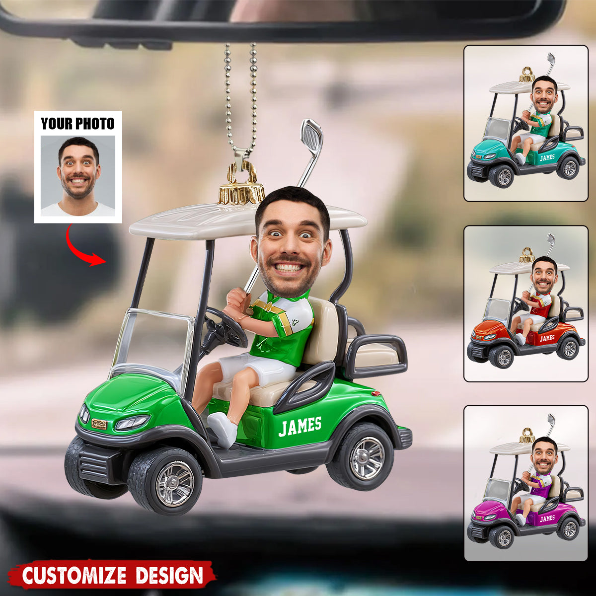 Personalized Golf Acrylic Car Ornament - Gift for Golf Lovers