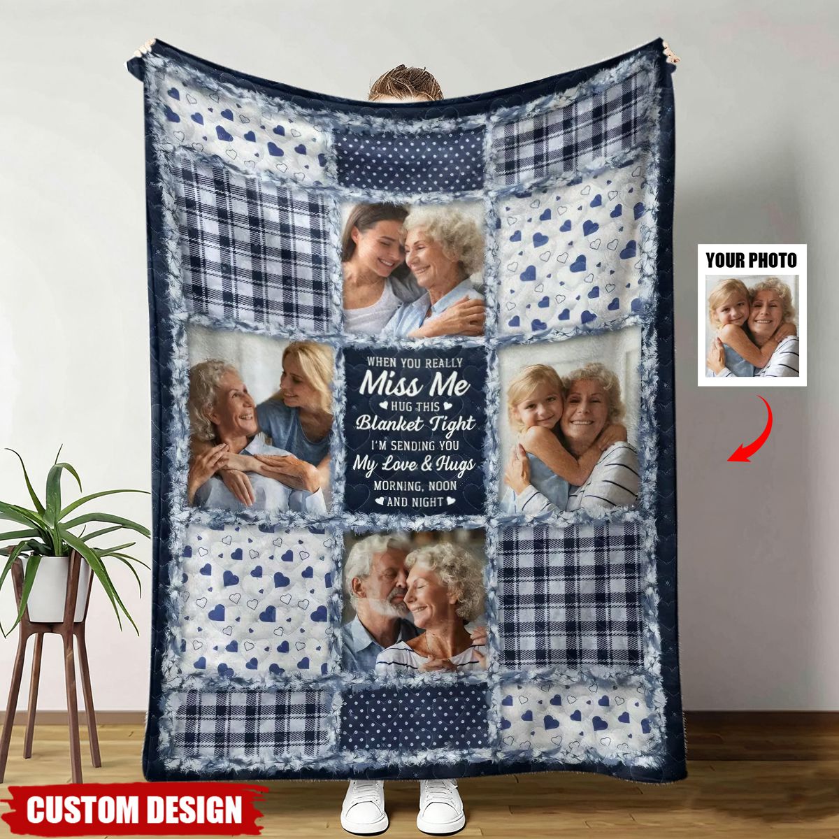 Personalized Photo Memorial When You Really Miss Me Hug This Blanket - Gift For Couple
