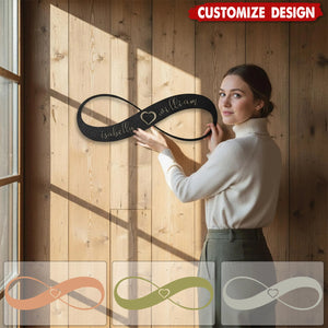 Personalized Infinity Heart Metal Wall Art: Couple Names & Date