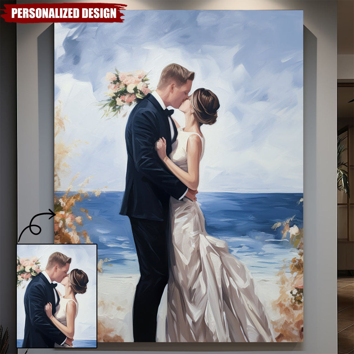 Personalized  Wedding Portrait On Canvas From Photo,Hand Painted Wedding Photo-WeddingGift