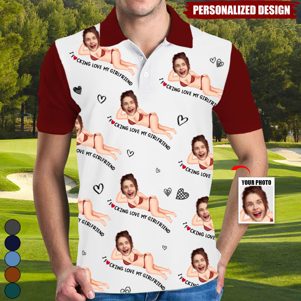 I Love My Wife-Personalized Photo Polo Shirt-Gift For Husband