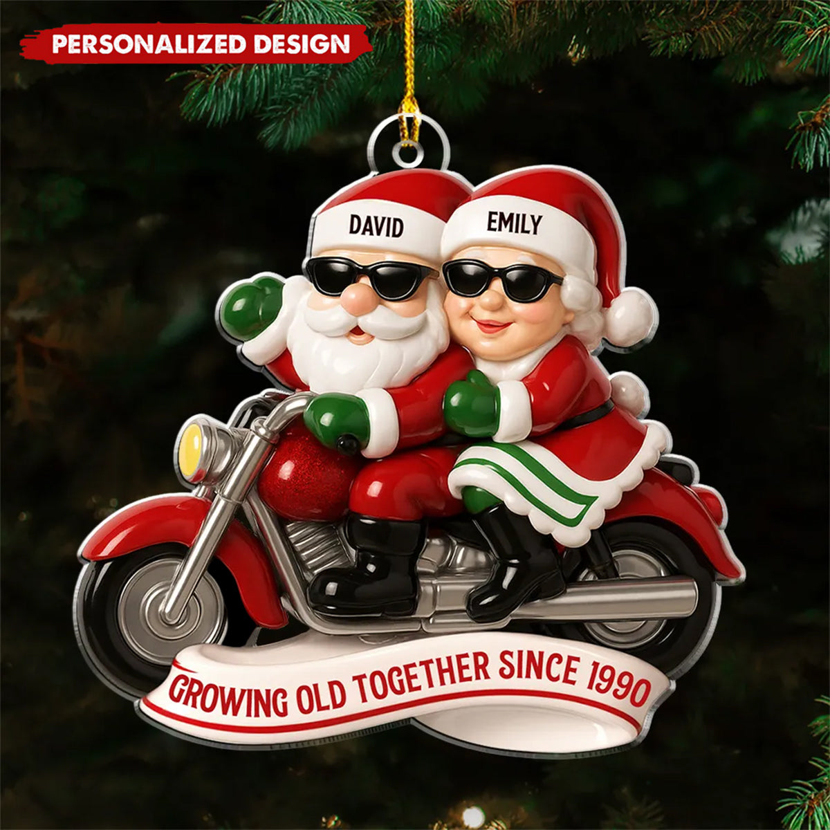 Grow Old Together Motorcycle - Personalized Custom Acrylic Ornament