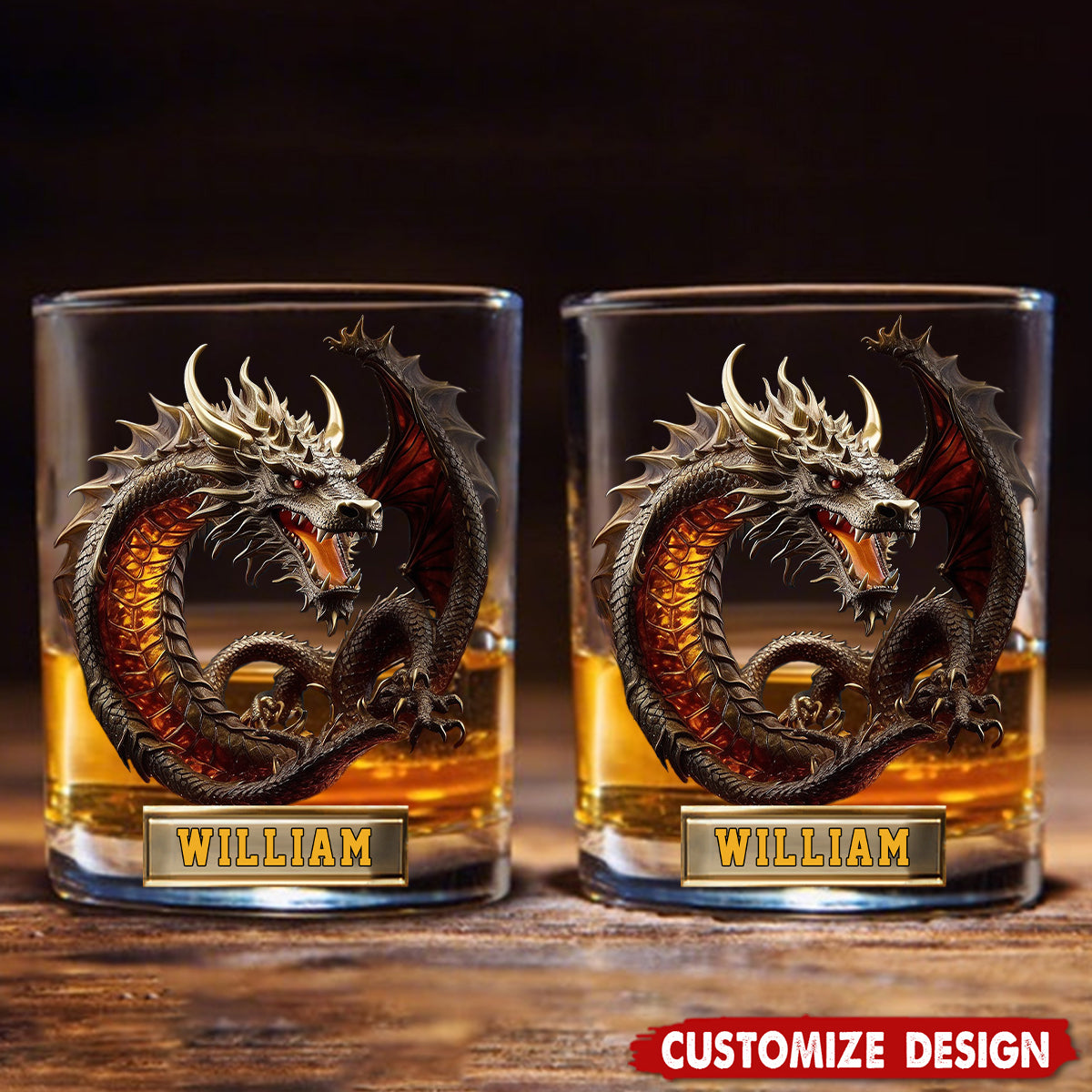 Personalized Dragon Whiskey Glass - GIft For Dragon Lovers