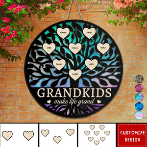 Grandkids Make Life Grand Galaxy - Personalized 2 Layers Wood Sign