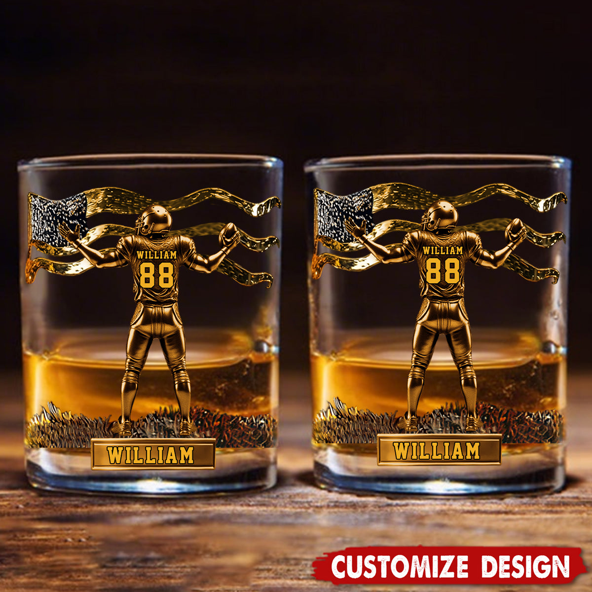 Personalized American Football Whiskey Glass - Gift For American Football Lovers