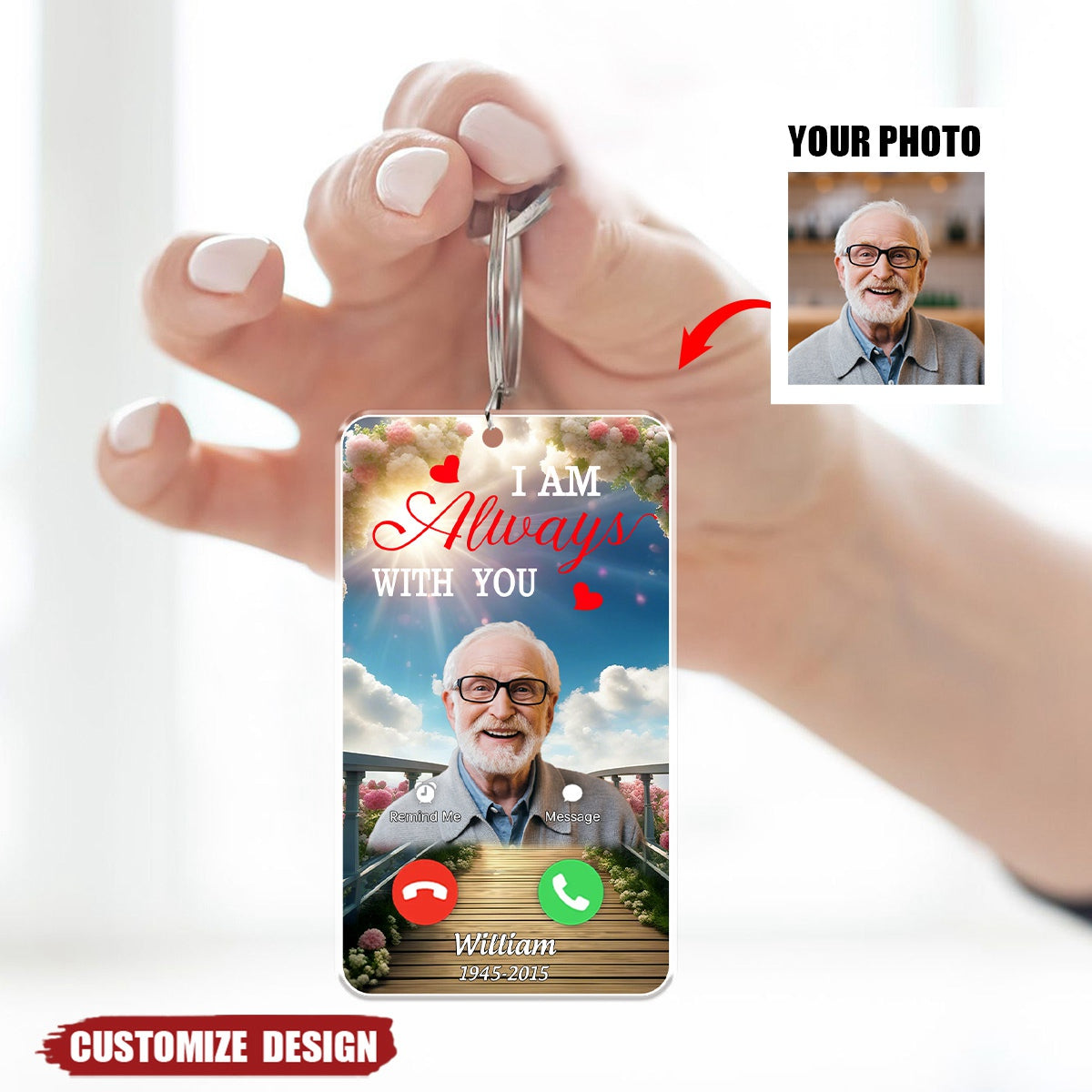 I Am Always With You - Custom Heaven Memroial Photo Acrylic Keychain