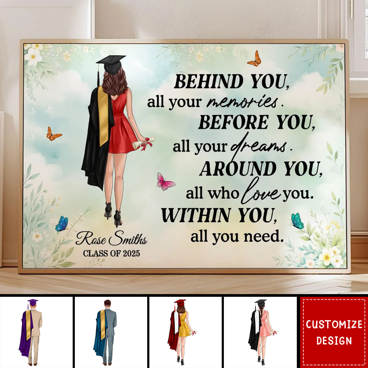 Graduation Senior Behind You All Your Memories Personalized Poster - Graduation Gift