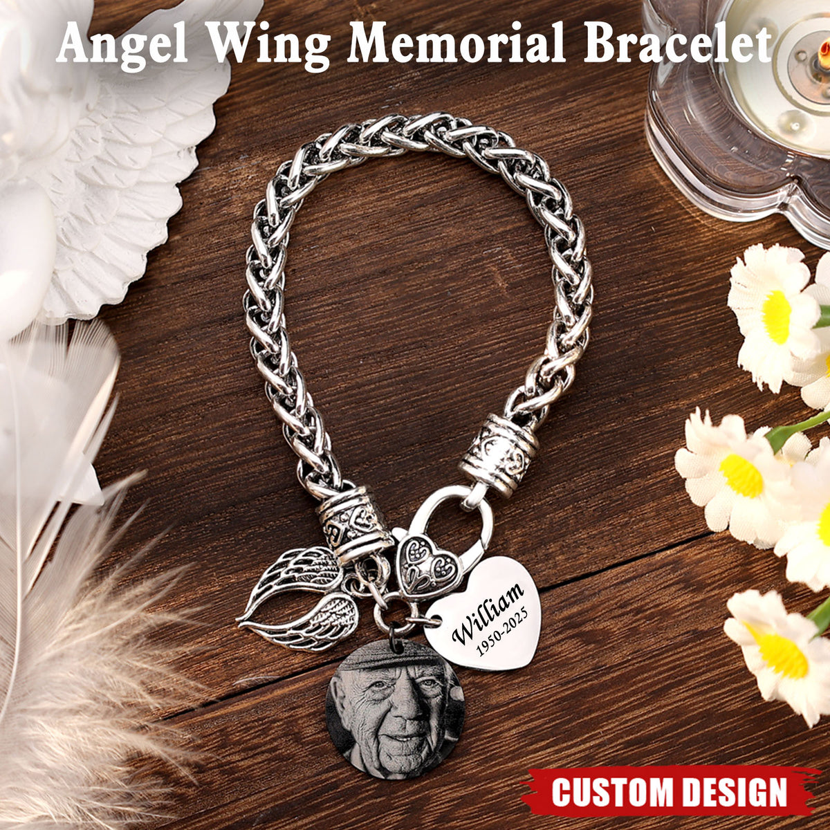 Personalized Angel Wing Memorial Bracelet-Sympathy Gift For Friend Or Family