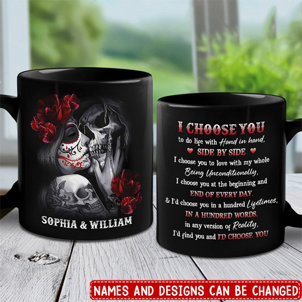 I Would Choose You Over A Hundred Lives - Couple Personalized Custom Black Mug - Gift For Husband Wife, Anniversary