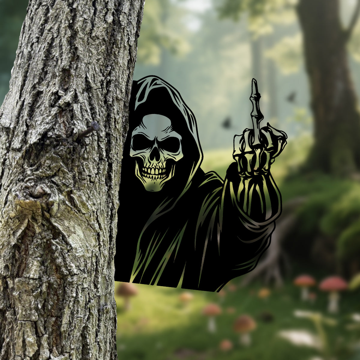 Grim Reaper Middle Finger Metal Sign Decoration-Versatile Mountable Wall Art