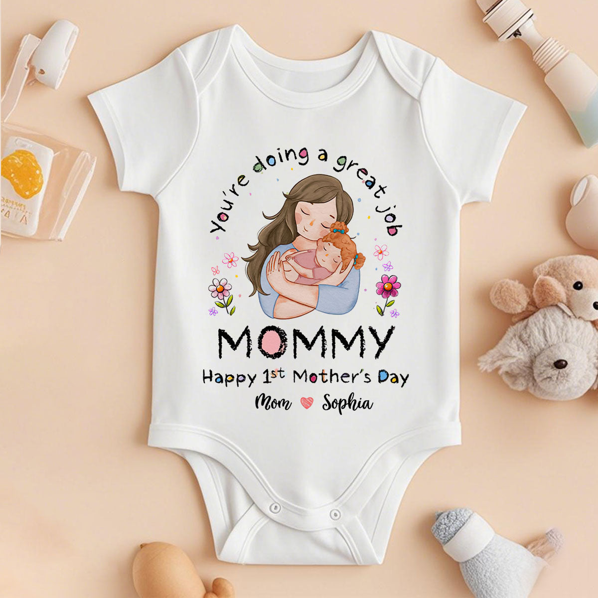 First Mother's Day - You're Doing A Great Job Mommy - Happy 1st Mother's Day 2025 - Personalized Baby Onesies