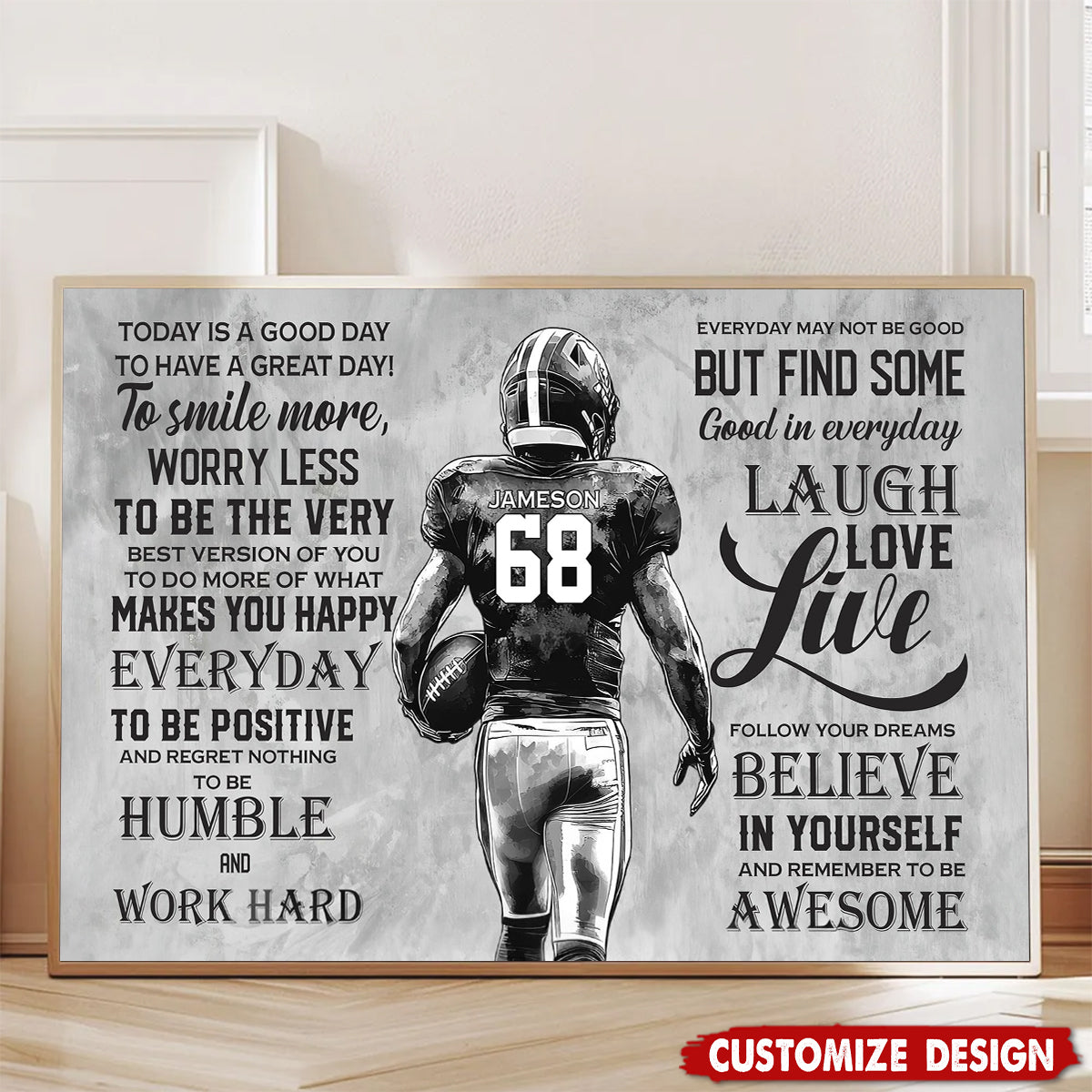 Today Is A Good Day-Motivational Personalized Football Boy Poster-Gift For Football Lovers