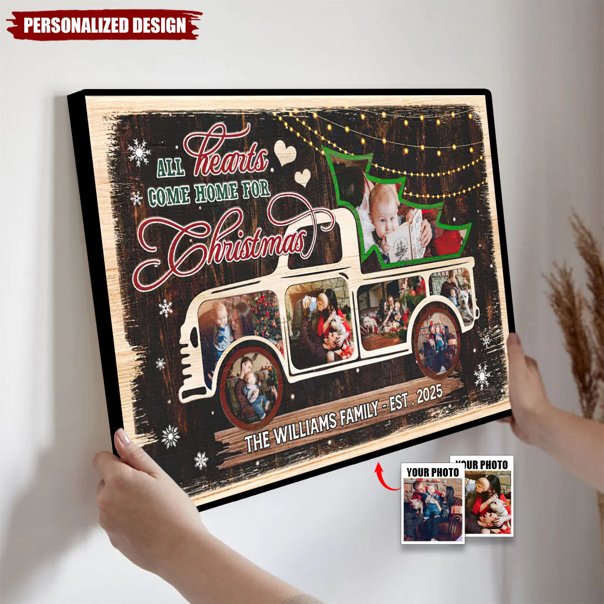 All Hearts Come Home For Christmas-Personalized Family Christmas Poster