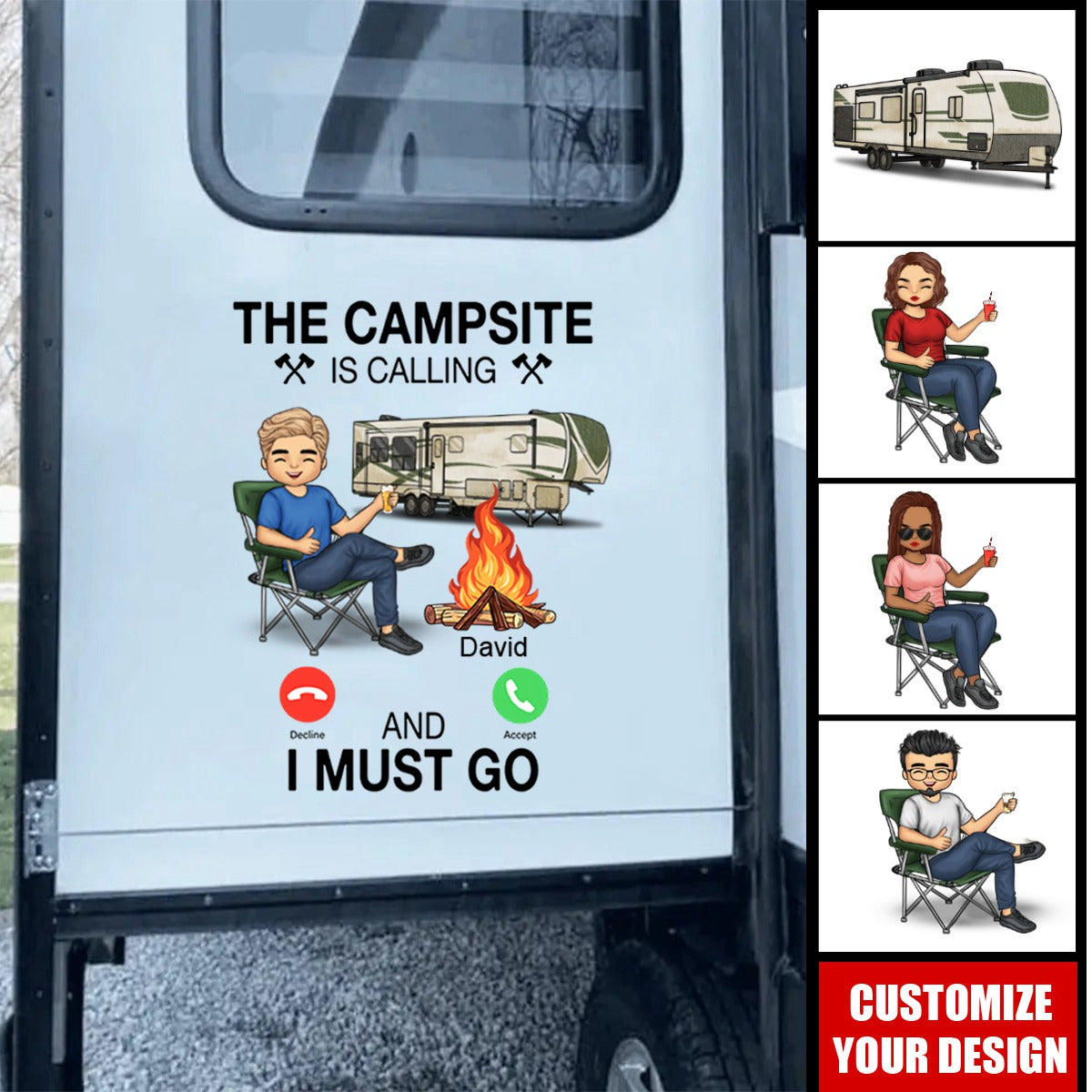 The Campsite Is Calling... And I Must Go - Personalized RV Decal-Gift For Camping Lovers