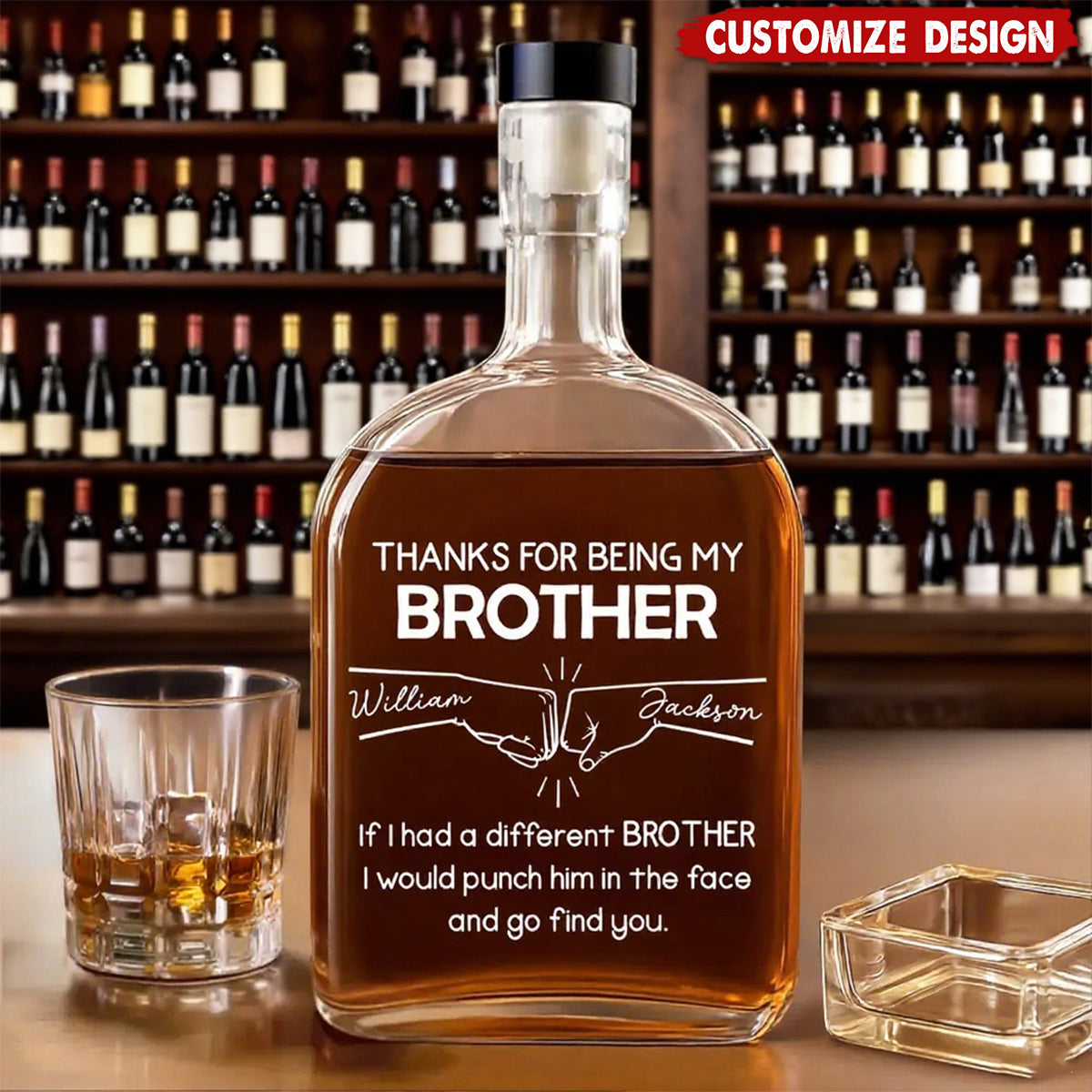 Thanks For Being My Brother - Personalized Spirits Decanter