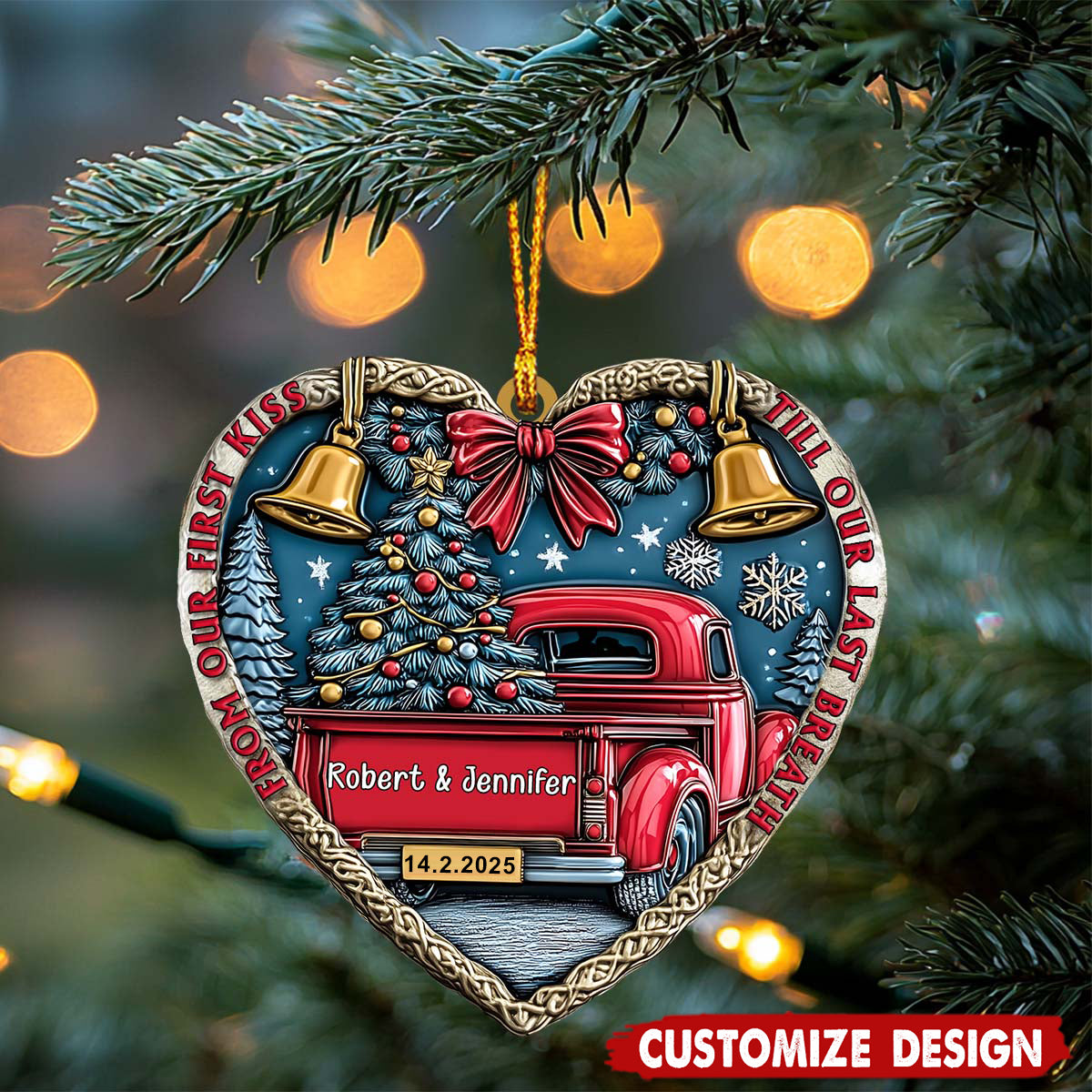 From Our First Kiss Till Our Last Breath - Personalized Couple Ornament