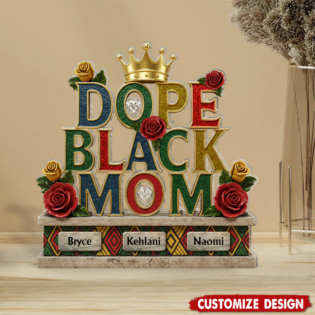 Dope Black Mom - Personalized Mother Custom Shaped Acrylic Plaque