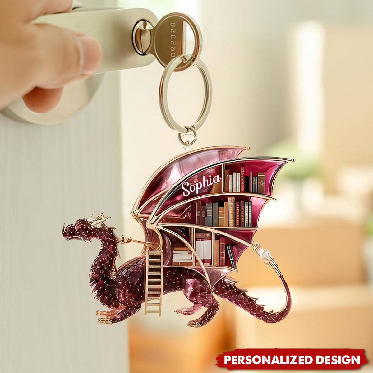 Mystical Dragon Book-Personalized Keychain For Book Lovers