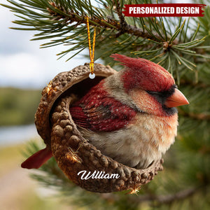 Personalized Cute Cardinal Christmas Hanging Ornament