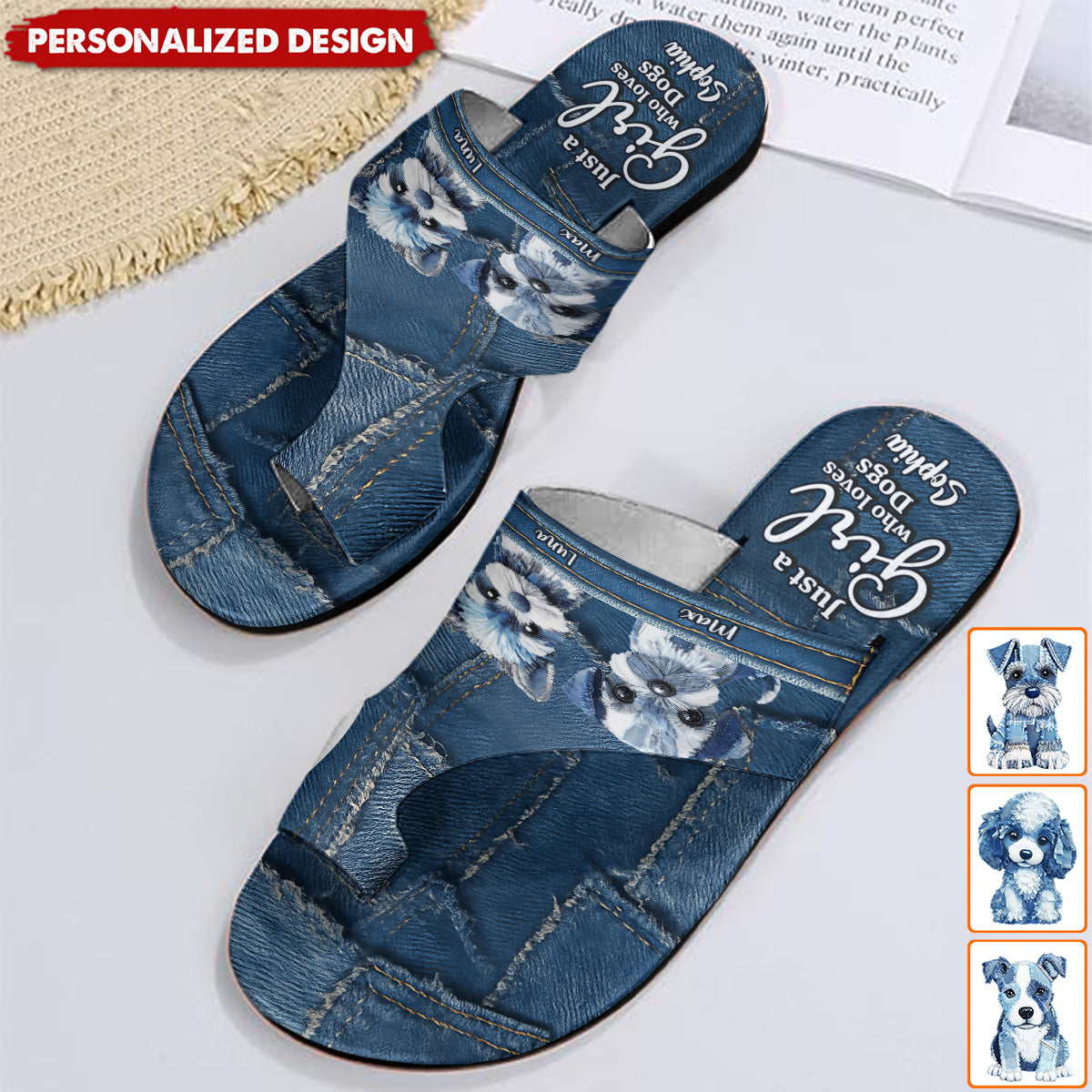 Just a Girl Who Loves Dogs-Personalized Dog Open Toe Sandals with Arch Support