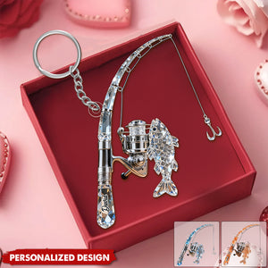 Personalized Fishing Rod Keychain Gift For Fishing Lover