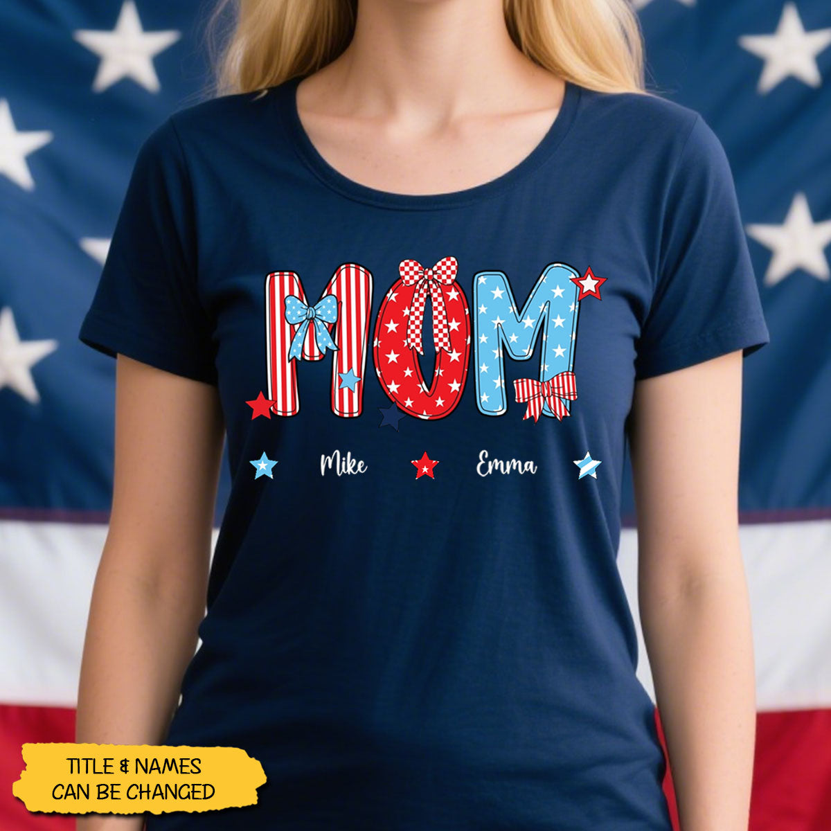 My Stars Shine With You - Personalized Patriotic American Flag T-shirt - 4th Of July, Gift For Mom, Grandma