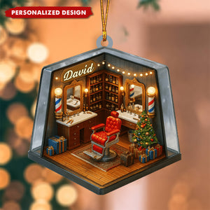 Personalized Cozy Barber Shop Christmas Ornament,Gift For Barbers And Hairstylists