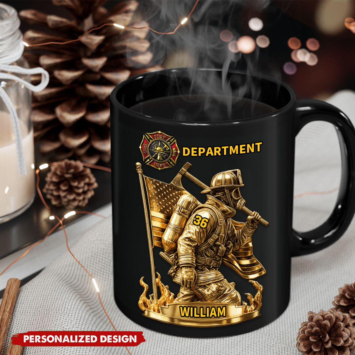 Personalized Proud Firefighter American Mug-Gift For Fireman