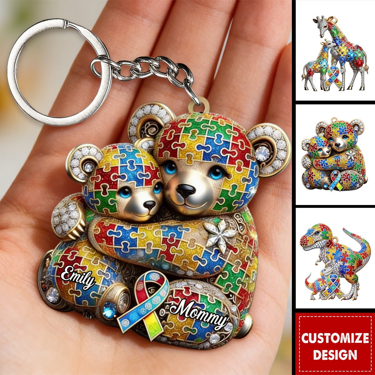 Strong Mama - Personalized Autism Awareness Keychain