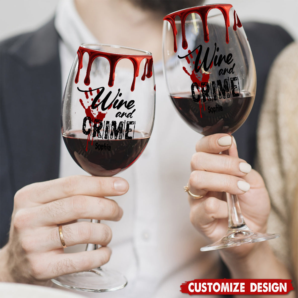 True Crime & Wine - Personalized True Crime Wine Glass,Goblet