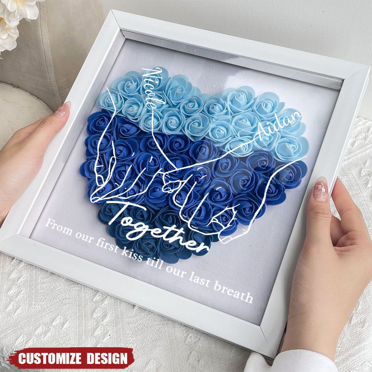 I Love You Forever & Always - Personalized Couple Flower Shadow Box